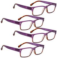 READING GLASSES 4 pack Ladies Stylish Colorful Readers for Women Reading (Purple, 3.00)