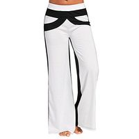 Kiyotoo Yoga Pants for Women Floral Print, Comfy Casual Flare Leg Tummy Control Workout Pants Pajama Lounge with Pockets White