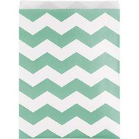 Club Pack of 120 Mint Green and White Large Party Treat Bags 11”