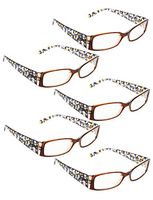 READING GLASSES 5 Pack Floral Design Readers (Brown, 1.50)