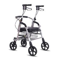 Wheel Walker Lift Brake Walker 4 Wheel Folding Walker Walking Frame with Filled Seat and Shopping Basket