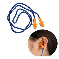 1 Pair Sport Tri-Flange Corded Reusable Earplugs Hearing Protection Soft Silicone Corded Earplugs (Blue)