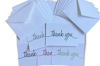 Assorted Script Thank You Note Cards & Envelopes - 25 cards and envelopes - Great for Weddings, Greeting Cards, Baby Showers, Kids, Business, Personal Cards, and More (White)
