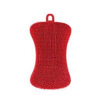 1PCS Silicone Sponge Scrubber Double Sided, Silicone Dish Washing Sponge Scrubber Kitchen Cleaning Tool (Red)