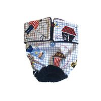 Barkertime Cat Diapers - Made in USA - Pirate and Skull Premium Waterproof Washable Cat Diaper, L, with Tail Hole for Piddling, Spraying or Incontinent Cats