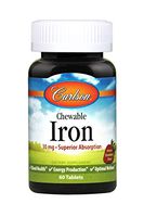 Carlson - Chewable Iron, 30 mg, Superior Absorption, Blood Health, Energy Production & Optimal Wellness, Natural Strawberry Flavor, 60 Tablets