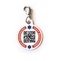 Dynotag® Web Enabled Smart Medical ID/Emergency Information Charm Bracelet Tag + Lobster Clasp with DynoIQ™ & Lifetime Service. Steel, 22mm Dia.