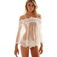 Women Sexy Lingerie,Nmch Lace Babydoll Sleepwear Sexy Off Shoulder Nightwear +G-string (White, XXL-Large)
