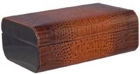 Visol Products Brown Crocodile Leather Cigar Humidor, Holds 25 Cigars