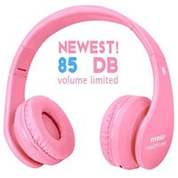 Newest! Kid Bluetooth Wireless Headphones Safe 85db Volume Limited, Long Lasting Playing, Foldable Stereo Over-Ear Headset Build-in Mic, Wired/Wireless Headphones for PC Tablet Kindle (Pink)