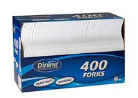 Disposable Plasticware Forks, White - 400 Count Cutlery - Dining Collection