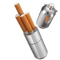 Joint case，Aluminum Cigarette Case Holder with Key Ring Waterproof Round Cigarettes Pocket Box (Silver - Small)
