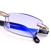 LUFF Reading Glasses Hd Anti-Blue Diamond Cut Edge Frameless Reading Glasses for Mens(+4.0)