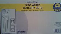 5pc White Cutlery Set (Fork, Knife, Salt, Pepper and Napkin)