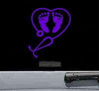 JS Artworks Baby feet Nurse Vinyl Decal Sticker (Purple)