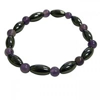 Magnetic Hematite Bracelet with Purple Beads Size 7
