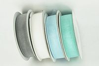 CHRISTMAS Set of 4 Rolls Organza Plain 7/8" Ribbon 25 yds each (100 Yds Total) Choose Color Combination (Aqua, Lt Blue, White, Silver)