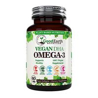 Vegan Omega 3 - Potent Plant Based Algal DHA derived from Marine Algae - Better than Fish Oil - 60 Veggie Softgels - Supports Brain, Heart, Joints & Prenatal Health - Essential Fatty Acids Supplements
