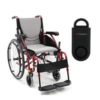 Karman S-Ergo 115 Ultra Lightweight Ergonomic Wheelchair | Seat Size 16" X 17" | Swing Away Footrest | Quick Release Wheels in Red & Free 130 dB Black Personal Safety Alarm/Siren!