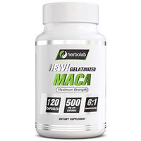 Herbolab Maca Concentrate 1:6, Black & Purple Low-Temp Gelatinized Maca Root 100% Pure Organic Vegan, 120x500mg, Potent Energizer (AKA Lepidium meyenii, Peruvian Ginseng)