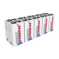 Tenergy Premium 9V Batteries Rechargeable High Drain 250mAh NiMH 9V Square Battery for Smoke Alarm/Detector, 10 Pack
