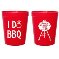 I Do BBQ, Wedding Shower, Red Plastic Stadium Cups (10 cups)