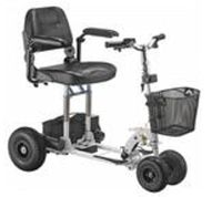 SupaScoota White Sport Model - Rugged but Lightweight Mobility Scooter. Breaks Down and Folds. 10 Inch Rear Tires. 275 Pound Weight Capacity. Range 8.5 miles.