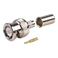 [4 CONNECTORS] BNC Male Coax Connector for 50 Ohm RG8U, RG-213, Belden 9913 and Times Microwave LMR-400 Coaxial Antenna RF Cable - Coaxial Cable Crimp Connector