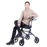Seat & Roller Bar Covers Walker 4 Rounds of Elderly Grocery Shopping Cart Foldable and Convenient to Carry Patient Rehabilitation Cart Walker (Color : Blue, Size : 455087cm)