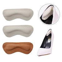 Heel Grips, Heel Cushion Inserts for Shoes Too Big, Premium Leather Unisex Prevent blisters, Shoe Filler and Comfort 3 Pairs (Thick, White and Khaki)