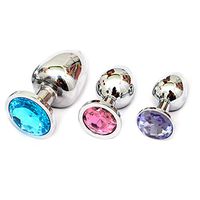 WENWING 3 Pcs Metal Crystal Round Shaped Base Amal Plug for Couples Shower Enema Six Toys