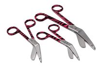 Set of 3 pcs Heavy Duty Round Pink Black Zebra Pattern Handle Color Lister Bandage Scissors 4.5", 5.5",7.25", Stainless Steel