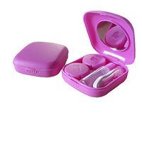 Contact Lens Case, 2 Pack Portable Contact Lens Box Kit with Mirror, Compact Soak Storage Kit for Travel (Rose Red)