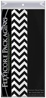 Flexicore Packaging Black Gift Wrap Tissue Paper | Size: 15 Inch X 20 Inch | Count: 100 Sheets | Color: Solid Black & Chevron