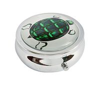 Halulu Turtle Custom Fashion Round Glass Pill Case 2.1 Inch Tablet Holder Storage Bag Wallet
