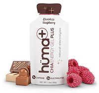 Huma Plus - Chia Energy Gel, Chocolate Raspberry, 12 Gels, 1x Caffeine - Natural Electrolyte Enhanced Energy Gel