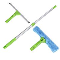 AWZSDF 3 in 1 Window Squeegee with Scrubber and Telescopic Pole Window Washing Kit All Purpose Squeegee for Car Windshield Glass Cleaner,RV,Shower Room,Solar Panel Cleaning,Outdoor Window Cleaning