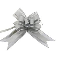Norbi 10 Wedding Pull Flowers with Tulle Tails Christmas Pull Bows for Wedding Car Door Fruit Basket Gift Box-Silver Grey