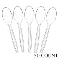 Plasticpro Clear Plastic Tea Spoons Disposable Cutlery Utensils 50 Count