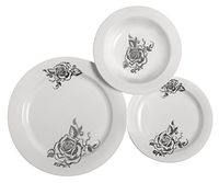 Table To Go"I Can't Believe its Plastic" 75-Piece Dinnerware Set, Includes 25 10-Inch Dinner Plates, 25 7.5-Inch Salad Plates and 25 18-Ounce Bowls, Flower Design