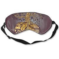 SLEEPAWD Asian Elephant with Tree Sleep Mask, Sleeping Eye Night Mask with Breathable Eye Cover Eyeshade for Men/Women/Kids Soft and Adjustable Strap Plane Travel Nap Blindfold