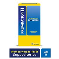 Preparation H Hemorrhoid Symptom Treatment Suppositories, Burning, Itching and Discomfort Relief (48 Count)