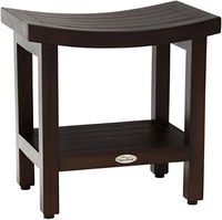 (Fully Assembled) AquaTeak Patented 18" Sumba Mocha Teak Shower Bench with Shelf