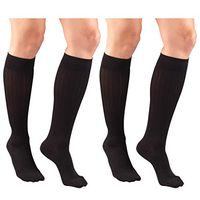 Truform Women's Fit Compression Socks, Rib Knit Pattern, 15-20 mmHg, Black, Medium (Pack of 2)