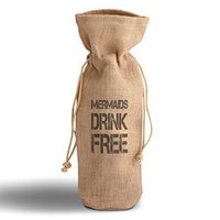 Cotton Custom Wine Gift Bag Mermaids Drink Free Nature Ocean & Beach Housewarming & Party Accessories Jute Burlap Drawstring Design Only