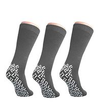 Pack of 3 Pairs - XXXL Non-Skid Bariatric Extra Wide Slipper Socks for People with Swollen feet, Diabetes & Edema (Grey)
