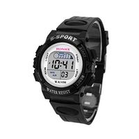 Fxbar,Fashion Waterproof Children Boys Digital LED Sports Watch Kids Alarm Date Watch Gift(Black)