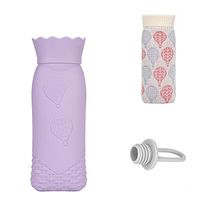 Microwave Heating Bottle Environmental Silicone Transparent Hot Water Bag with Knit Cover, Hot & Cold Therapies - Gift for Birthday, Christmas, Valentine's Day, Gift Exchange Party