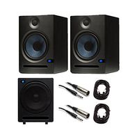 PreSonus Eris E8 Monitors PAIR with Temblor T10 Subwoofer and Cables Bundle