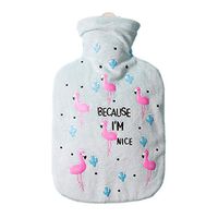 Taimot Cartoon Warm Palace Hand Warmer Flamingo Cactus Rubber Hot Water Bottle Explosion-Proof and Leak-Proof Cloth Cover Hot Water Pouch for Pain Relief